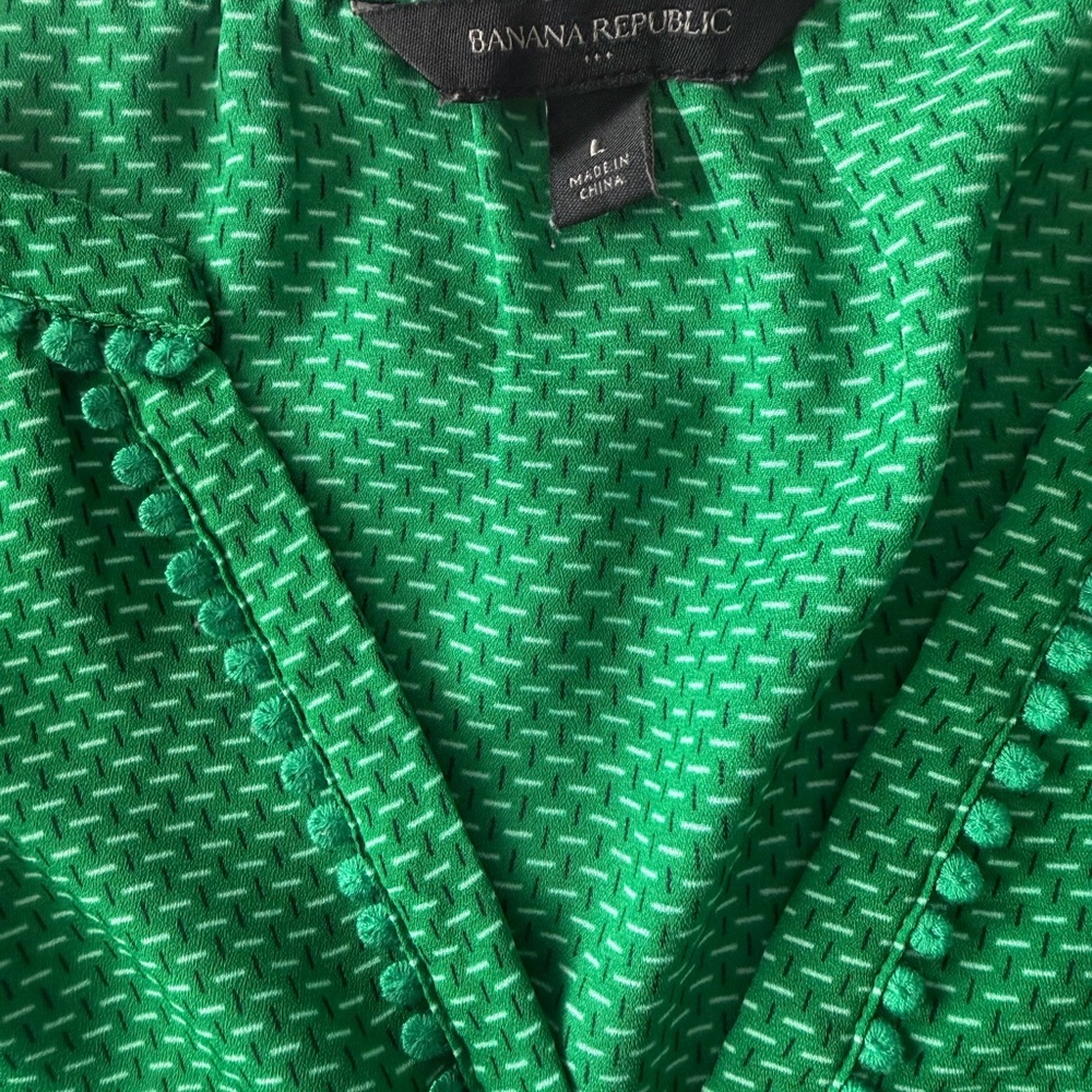 Banana Republic Emerald Green Dot-Print Split-Neck Blouse - Picture 2 of 4